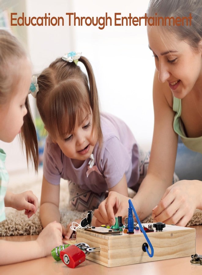 Woodtoe Montessori Toys for Toddler 3 4 5 Year Old, 3-in-1 Busy Board with LED Light Switch, Screwdriver Board Set, Lock and Key Toy, Educational Sensory Toys, Fine Motor Skill Christmas Toys for Kids - Image 4